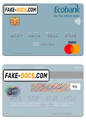 Senegal Ecobank Sénégal mastercard template in PSD format