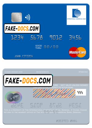 Senegal The International Commercial Bank mastercard template in PSD format