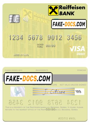 Serbia Raiffeisen banka a.d. Beograd visa debit card template in PSD format Serbia Raiffeisen banka a.d. Beograd visa debit card template in PSD format