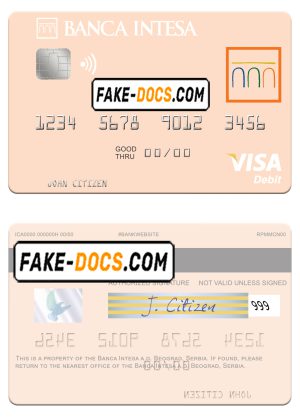 Serbia The Banca Intesa a.d. Beograd visa debit card template in PSD format Serbia The Banca Intesa a.d. Beograd visa debit card template in PSD format