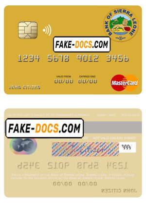 Sierra Leone Bank of Sierra Leone mastercard template in PSD format Sierra Leone Bank of Sierra Leone mastercard template in PSD format
