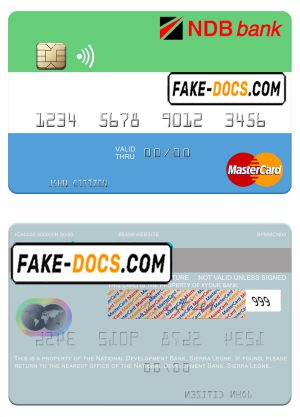 Sierra Leone National Development Bank mastercard template in PSD format Sierra Leone National Development Bank mastercard template in PSD format