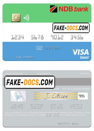 Sierra Leone National Development Bank visa debit card template in PSD format Sierra Leone National Development Bank visa debit card template in PSD format