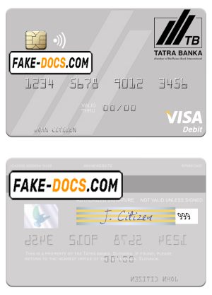 Slovakia Tatra Banka visa debit card template in PSD format Slovakia Tatra Banka visa debit card template in PSD format