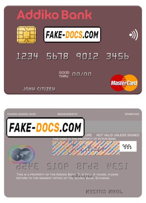 Slovenia Addiko Bank mastercard template in PSD format Slovenia Addiko Bank mastercard template in PSD format