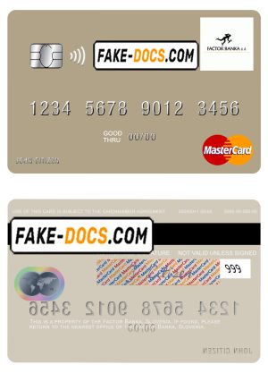 Slovenia Factor Banka mastercard template in PSD format Slovenia Factor Banka mastercard template in PSD format