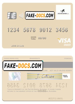 Slovenia Factor Banka visa debit card template in PSD format Slovenia Factor Banka visa debit card template in PSD format