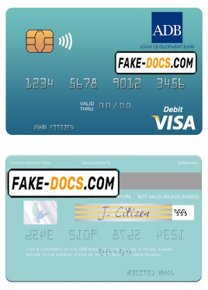 Solomon Islands ADB Bank visa debit card template in PSD format Solomon Islands ADB Bank visa debit card template in PSD format