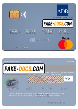 Solomon Islands ADB Bank mastercard credit card template in PSD format Solomon Islands ADB Bank mastercard credit card template in PSD format