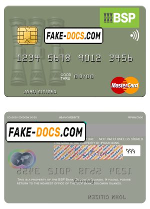 Solomon Islands BSP Bank mastercard credit card template in PSD format Solomon Islands BSP Bank mastercard credit card template in PSD format