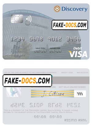 South Africa Discovery Limited visa debit card template in PSD format South Africa Discovery Limited visa debit card template in PSD format
