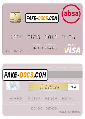 South Africa Absa Group Limited visa debit credit card template in PSD format