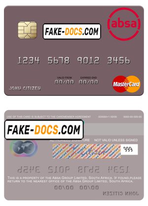 South Africa Absa Group Limited mastercard credit card template in PSD format