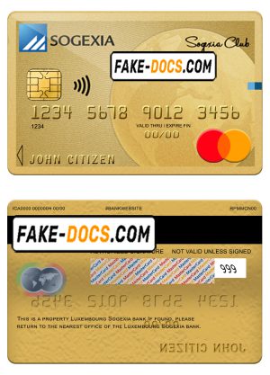 Luxembourg Sogexia bank mastercard credit card template in PSD format Luxembourg Sogexia bank mastercard credit card template in PSD format