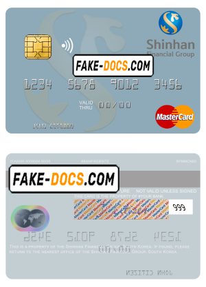 South Korea Shinhan Financial Group mastercard credit card template in PSD format
