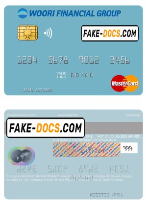South Korea Woori Financial Group mastercard credit card template in PSD format