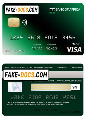 Burundi Africa visa credit card template in PSD format, fully editable Burundi Africa visa credit card template in PSD format, fully editable