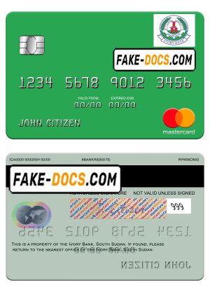 South Sudan Ivory Bank mastercard template in PSD format