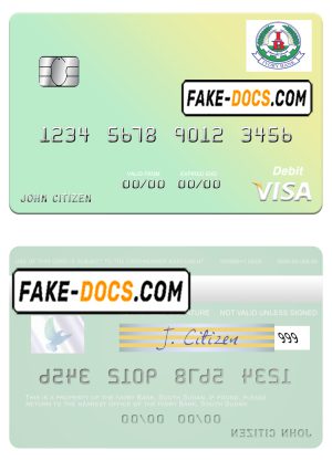 South Sudan Ivory Bank visa debit card template in PSD format