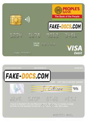 Sri Lanka People’s Bank visa debit card template in PSD format