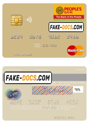 Sri Lanka People’s Bank mastercard credit card template in PSD format