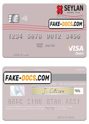Sri Lanka Seylan Bank Plc visa debit card template in PSD format