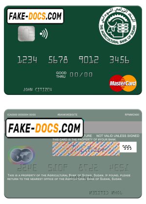 Sudan The Agricultural Bank of Sudan mastercard template in PSD format Sudan The Agricultural Bank of Sudan mastercard template in PSD format