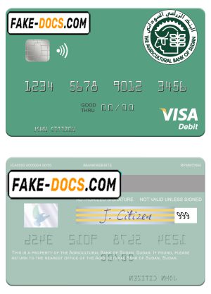 Sudan The Agricultural Bank of Sudan visa debit card template in PSD format Sudan The Agricultural Bank of Sudan visa debit card template in PSD format