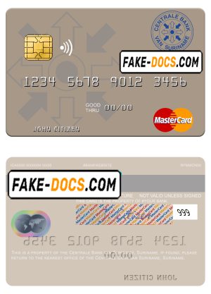 Suriname Centrale Bank van Suriname mastercard template in PSD format Suriname Centrale Bank van Suriname mastercard template in PSD format