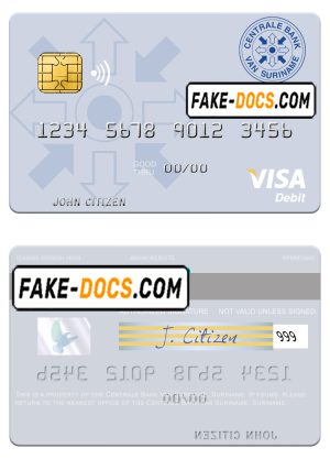 Suriname Centrale Bank van Suriname visa debit card template in PSD format Suriname Centrale Bank van Suriname visa debit card template in PSD format