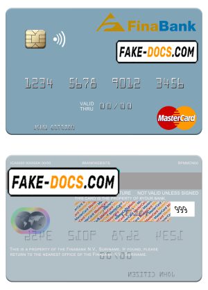 Suriname Finabank N.V. mastercard template in PSD format Suriname Finabank N.V. mastercard template in PSD format