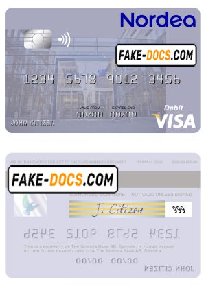 Sweden Nordea Bank AB visa debit card template in PSD format Sweden Nordea Bank AB visa debit card template in PSD format