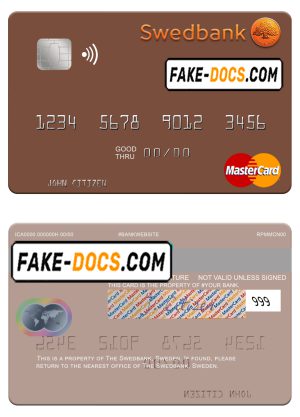 Sweden Swedbank mastercard template in PSD format Sweden Swedbank mastercard template in PSD format