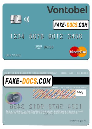 Switzerland Vontobel Holding AG mastercard template in PSD format