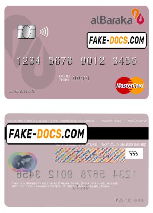 Syria Al Baraka Bank mastercard template in PSD format