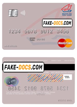 Syria Gulf Bank mastercard template in PSD format Syria Gulf Bank mastercard template in PSD format