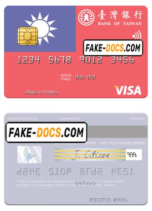 Taiwan Bank of Taiwan visa debit card template in PSD format Taiwan Bank of Taiwan visa debit card template in PSD format