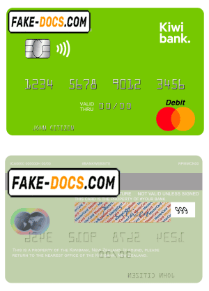 New Zealand Kiwibank mastercard credit card template in PSD format New Zealand Kiwibank mastercard credit card template in PSD format