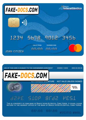 Cabo Verde Banco Inter-Atlântico bank mastercard template in PSD format, fully editable