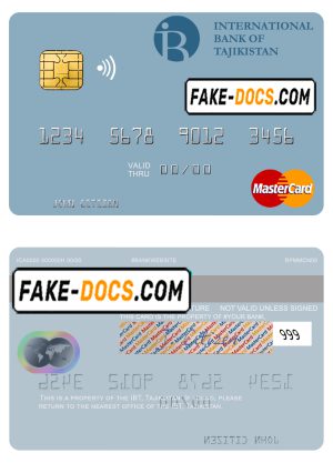 Tajikistan IBT Bank mastercard template in PSD format Tajikistan IBT Bank mastercard template in PSD format
