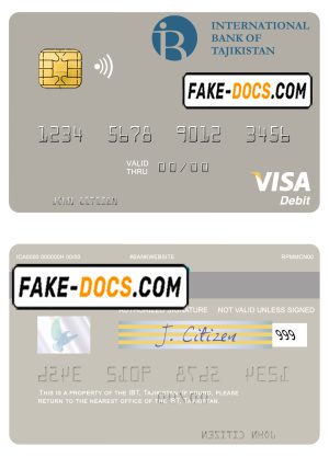 Tajikistan IBT Bank visa debit card template in PSD format Tajikistan IBT Bank visa debit card template in PSD format