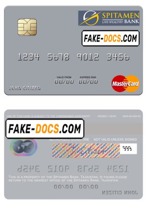 Tajikistan Spitamen Bank mastercard template in PSD format Tajikistan Spitamen Bank mastercard template in PSD format