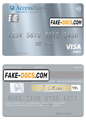 Tanzania AccessBank visa debit card template in PSD format Tanzania AccessBank visa debit card template in PSD format