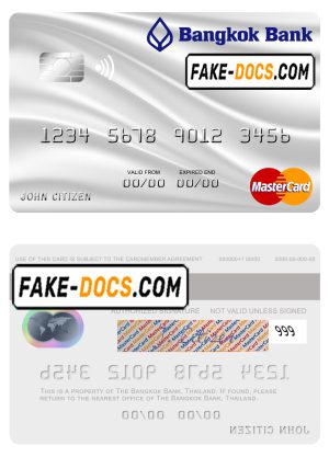 Thailand Bangkok Bank mastercard template in PSD format Thailand Bangkok Bank mastercard template in PSD format