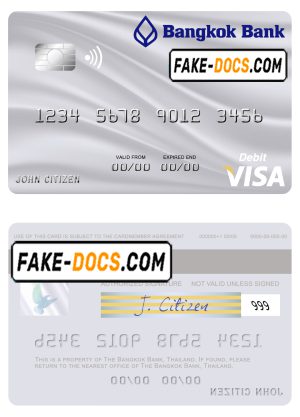 Thailand Bangkok Bank visa debit card template in PSD format Thailand Bangkok Bank visa debit card template in PSD format