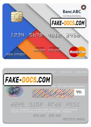 Tanzania BancABC mastercard template in PSD format Tanzania BancABC mastercard template in PSD format