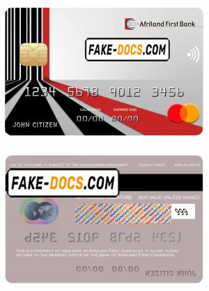 Cameroon Afriland First bank mastercard credit card template in PSD format, fully editable