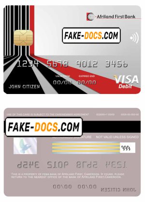 Cameroon Afriland First bank visa card credit card template in PSD format, fully editable