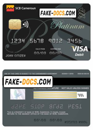 Cameroon SCB bank visa credit card template in PSD format, fully editable