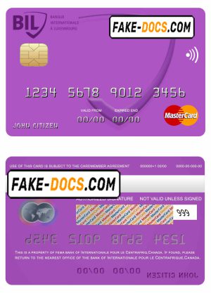 Canada Internationale pour le Centrafrique bank mastercard template in PSD format, fully editable